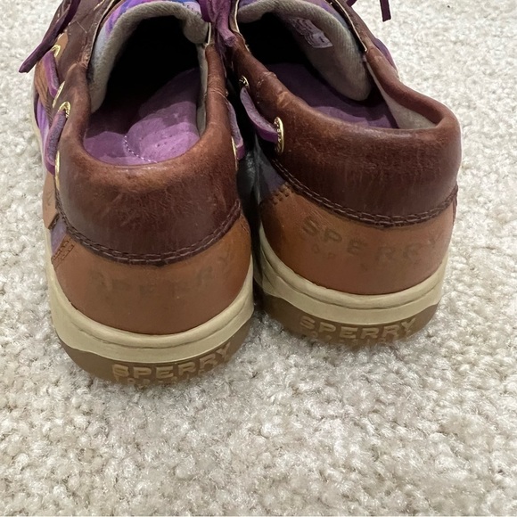 Sperry Women’s Bluefish 5M Purple Plaid 2-Eye Boat Shoe Top Sider Brown Leather, - Picture 4 of 16